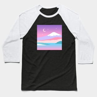 Pastel Mountain Fuji Artwork Baseball T-Shirt